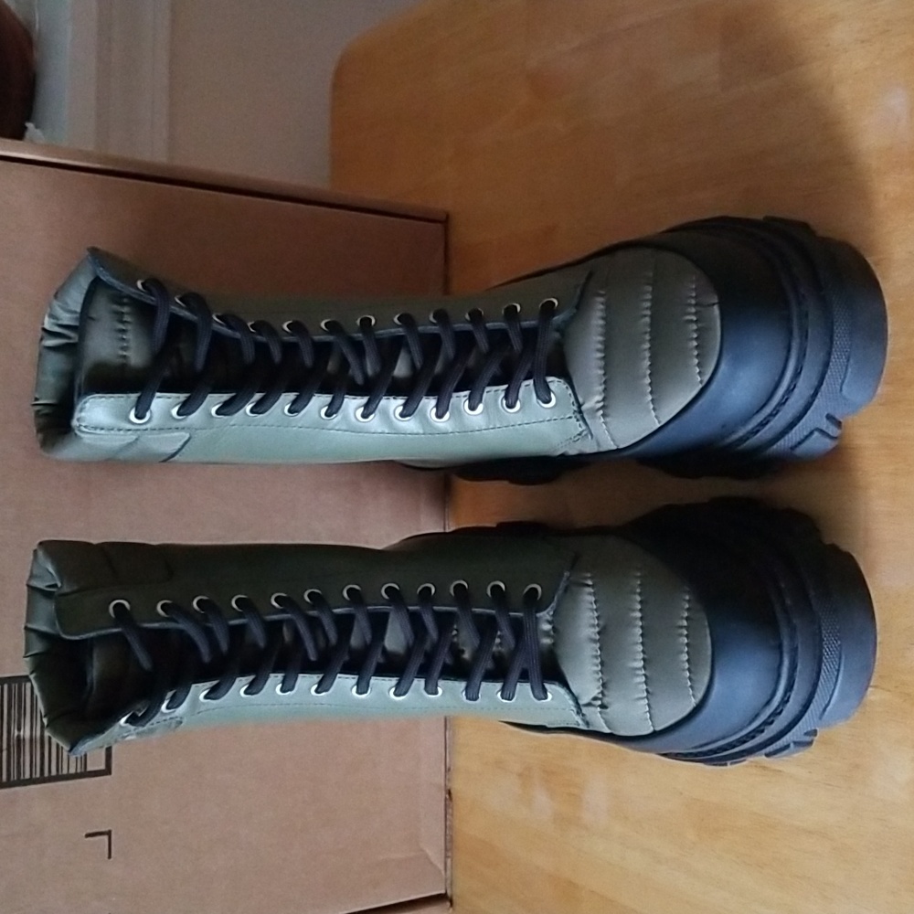 NEW Ganni Women's Track Sole Combat Boots, Kalamata